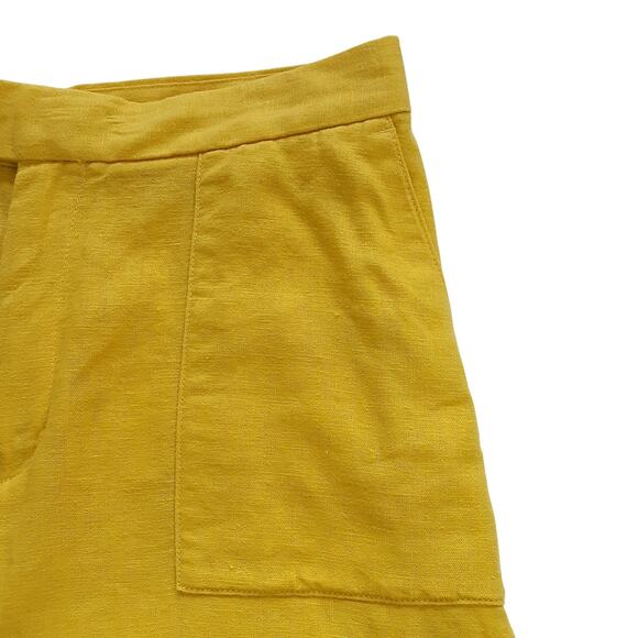 Banana Republic Linen Blend High Rise Shorts Wide Leg Golden Yellow Womens 6 - Picture 3 of 10